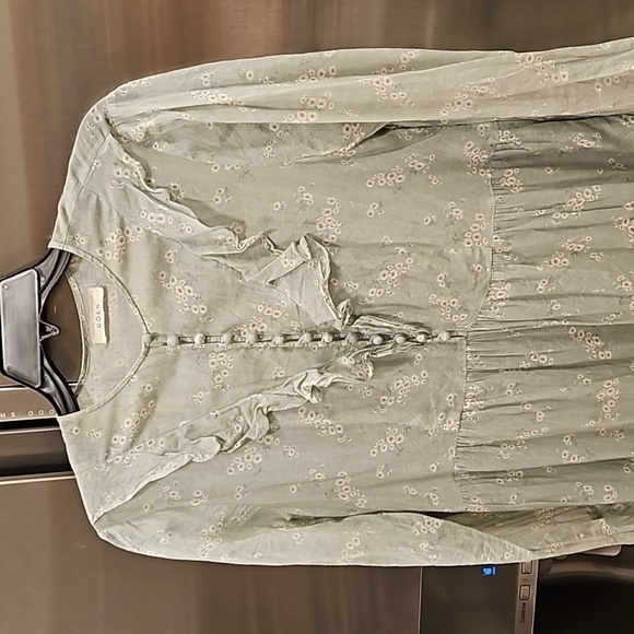 💕DOEN💕 Assam Dress Sweet Daisy Light Green Micro Floral Print Medium - NO BELT - Picture 14 of 16